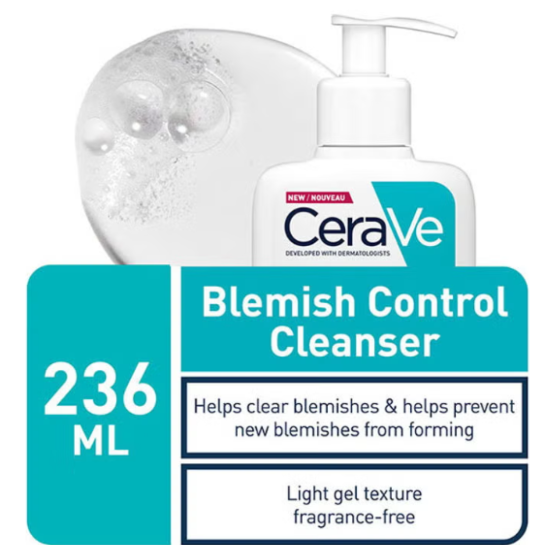 CeraVe Blemish Control Cleanser ينظف, fights acne, ويحافظ على البشرة